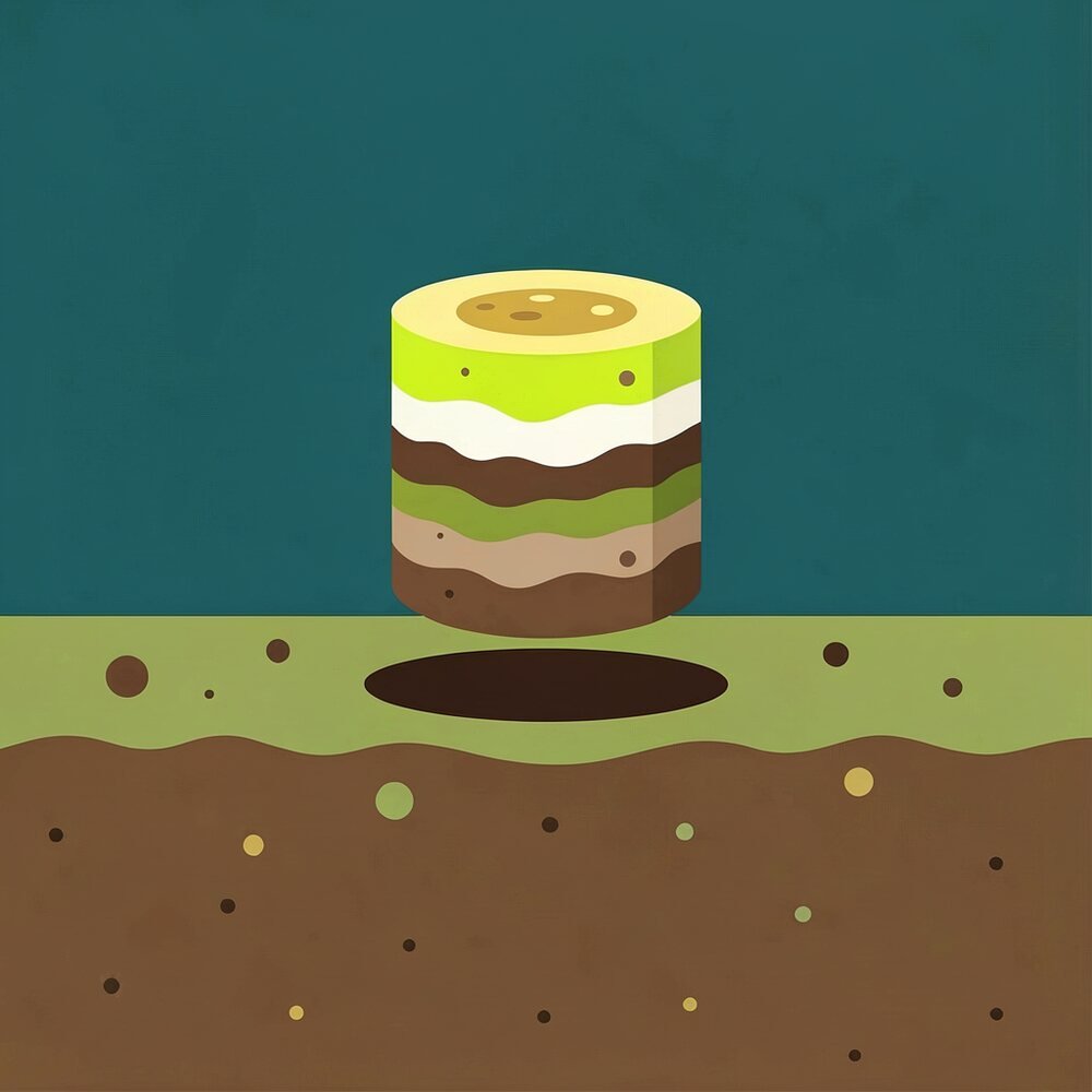 A soil core lifted out of its hole